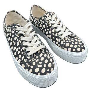 Borden Women's Sneakers 5.5 Black White Polka Dots Lace Up Cute Summer Spring